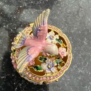 Enamel hummingbird trinket box